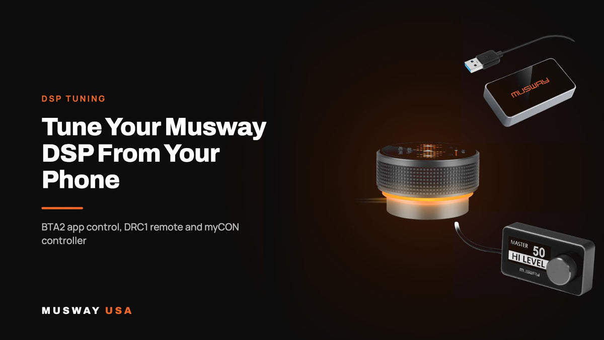 Musway myCON controller, BTA2 Bluetooth dongle and DRC1 remote