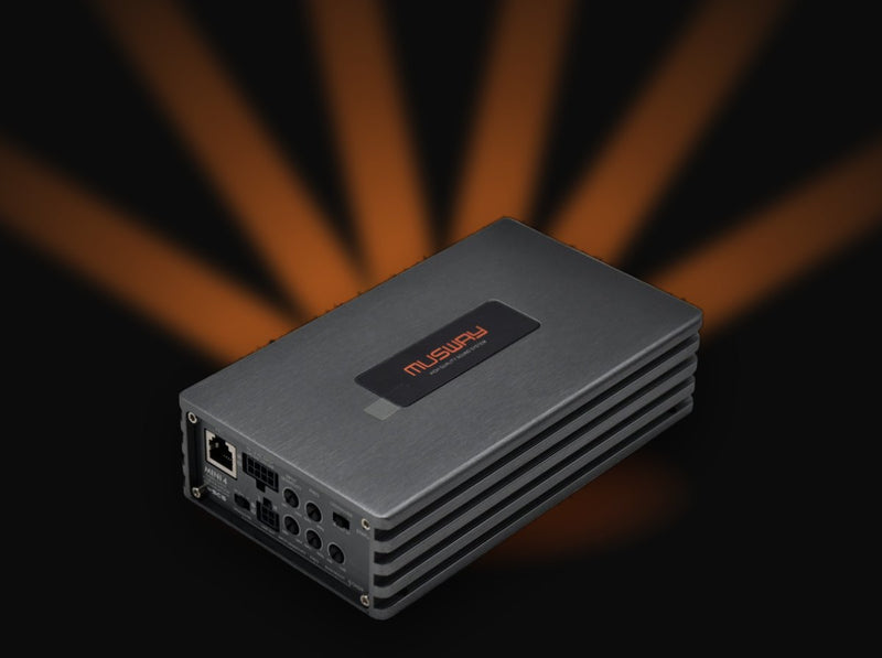 Musway MINI4S amplifier with orange light beams